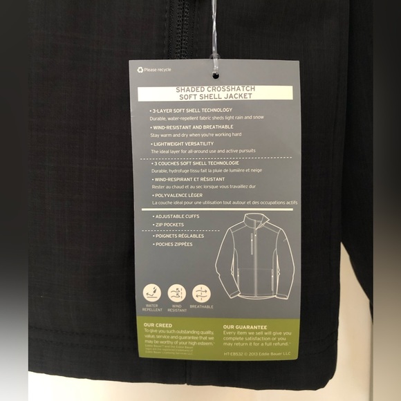 Red Hat Eddie Bauer Men’s Shaded Crosshatch Soft Shell Black Jacket - Picture 5 of 16